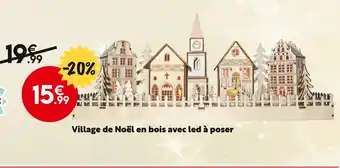 Maxi Bazar Village de noël en bois avec led à poser offre