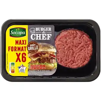 Carrefour 6 burgers du chef grillé 15% m.g. socopa offre