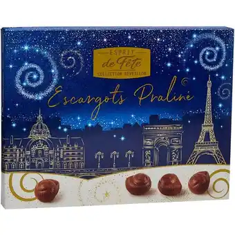 Carrefour Market Esprit de fête escargots pralinés chocolat au lait collection réveillon offre