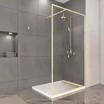 Bricomarché Paroi de douche 120x200cm + grille finition or doré brossé + receveur blanc 120x90x4cm offre