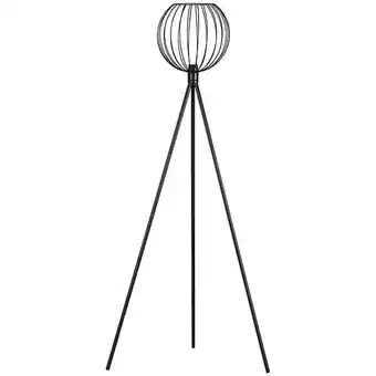 Bricomarché Lampadaire trépied style industriel 40w max. abat-jour métal filaire sphérique noir offre