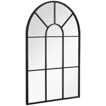 Bricomarché Miroir mural aspect verrière style classique chic - dim. 60l x 90h cm - métal noir verre 3 mm offre