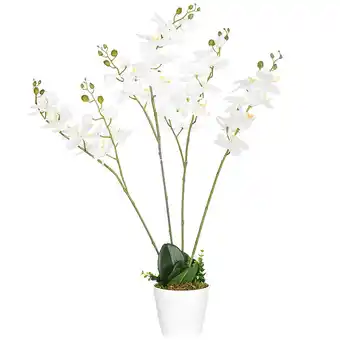 Plante artificielle orchidée h.0,75 m 4 branches 43 fleurs feuilles lichen grand réalisme pot inclus