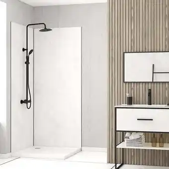 Panneau mural pour salle de bains - finition pierre naturel snow pearl - 90x210 cm - stone'it