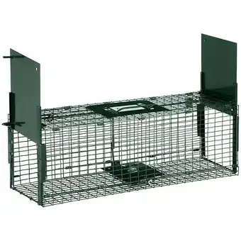 Bricomarché Piège de capture pour petits animaux type lapin rat - 2 entrées + poignée - dim. 60l x 18l x 20h cm - métal vert offre