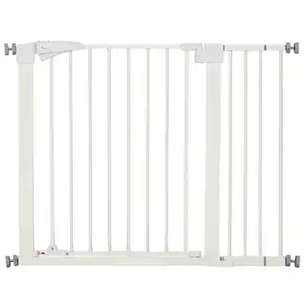 Bricomarché Barrière de sécurité animaux réglable 76-103l cm - porte 2 verrouillages, ouverture 2 sens - acier abs blanc offre