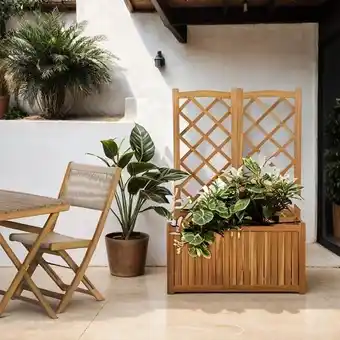 Jardinière avec treillis miri en bois d'acacia 43,5x87x130 cm