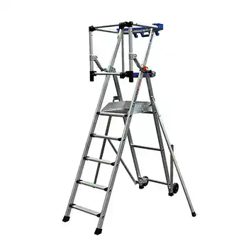 Escabeau pirl - garde-corps articulé - hauteur max de travail 3,70m - pirlf7-p