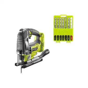 Bricomarché Pack ryobi - scie sauteuse pendulaire r18js7-0 18v oneplus brushless - 135 mm sans batterie ni chargeur - coffret 10 lames sc offre