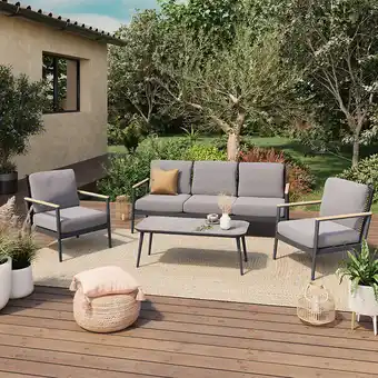 Bricorama Salon de jardin en aluminium et corde 5 places - gris anthracite - syna offre