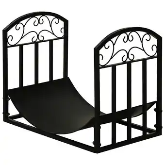 Bricorama Outsunny range-bûches rack à bûches style fer forgé dim. 60,5l x 36l x 46,5h cm métal noir offre