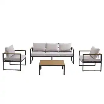 Bricorama Salon de jardin elona 5 places en aluminium coloris gris clair avec housse offre