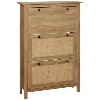 Bricorama Meuble à chaussures 3 portes abattants dim. 80l x 23,5l x 121,5h cm aspect bois effet cannage rotin offre