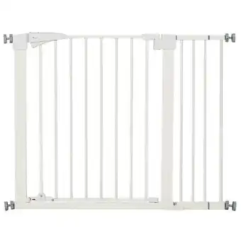Bricorama Barrière de sécurité animaux réglable 76-103l cm - porte 2 verrouillages, ouverture 2 sens - acier abs blanc offre