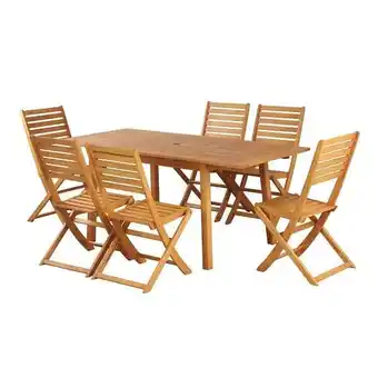 Bricorama Ensemble repas prato en bois d'eucalyptus 6 places 120-180 cm offre