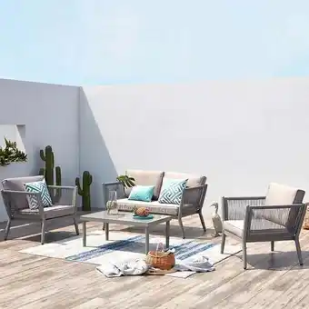 Bricorama Anahma, salon jardin alu et corde gris clair offre
