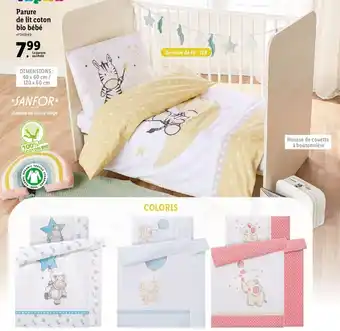 Lidl Parure de lit coton bio bébé offre