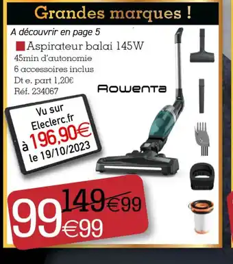 Kandy Aspirateur balai 145W offre