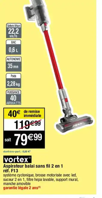 Migros Aspirateur balai sans fil 2 en 1 offre