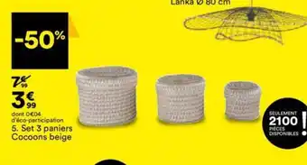 Set 3 paniers Cocoons beige