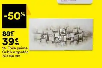 BUT 14. Toile peinte Cubik argentée offre