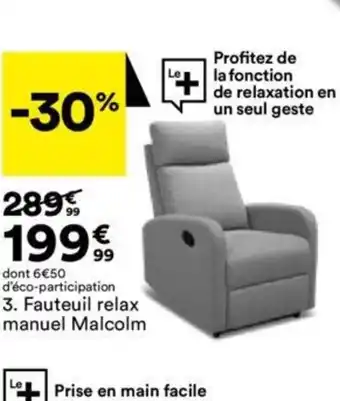BUT Fauteuil relax manuel Malcolm offre