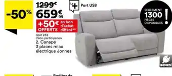 BUT Canapé 3 places relax électrique Jonnes offre