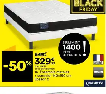 BUT 14. Ensemble matelas + sommier 140x190 cm Epsilon 2 offre