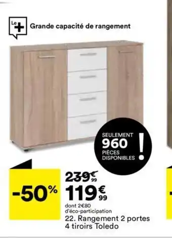 BUT 22. Rangement 2 portes 4 tiroirs Toledo offre