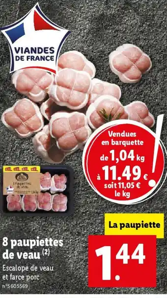 Lidl 8 paupiettes de veau offre