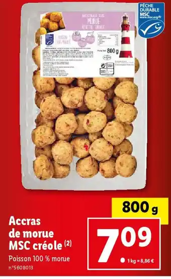Lidl Accras de morue MSC créole offre