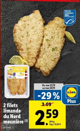 Lidl 2 filets limande du Nord meunière offre