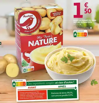 Auchan PURÉE DE POMMES DE TERRE NATURE offre