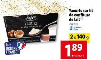 Lidl Yaourts sur lit de confiture de lait offre