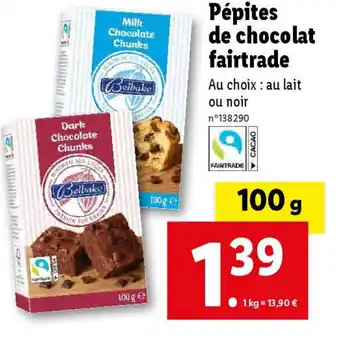 Lidl Pépites de chocolat fairtrade offre