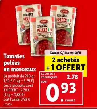 Lidl Tomates pelées offre