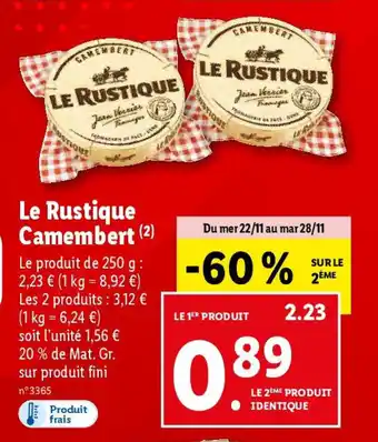 Lidl Le Rustique Camembert offre