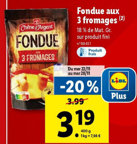 Promo Fondue aux 3 fromages chez Lidl