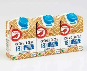 Auchan CRÈME LÉGÈRE UHT SEMI EPAISSE FILIÈRE RESPONSABLE offre