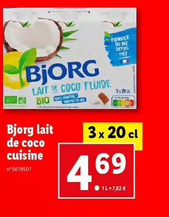 Lidl Bjorg lait de coco cuisine offre