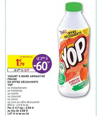 Intermarché Yop yaourt à boire aromatisé fraise en offre découverte offre
