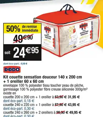 Cora x Carrefour Dodo kit couette sensation douceur 140 x 200 cm + 1 oreiller 60 x 60 cm offre