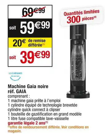 Cora x Carrefour Sodastream machine gaia noire réf. gaia offre