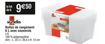 Cora x Carrefour Sundis boîtes de rangement 6 l avec couvercle offre