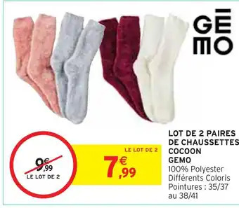 Intermarché Gemo le lot de 2 paires de chaussettes cocoon offre
