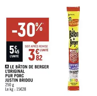 Justin bridou le bâton de berger l’original pur porc