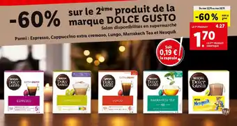 Lidl -60% sur le 2ème produit de la marque DOLCE GUSTO offre
