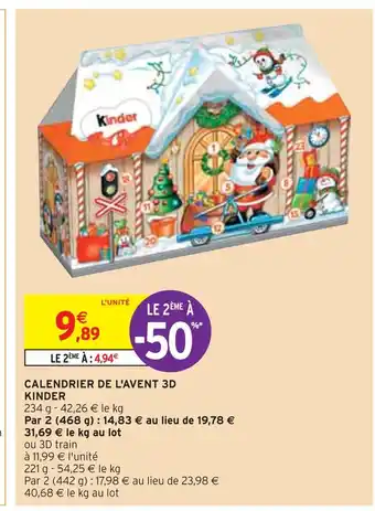 Intermarché Kinder calendrier de l'avent 3d kinder offre