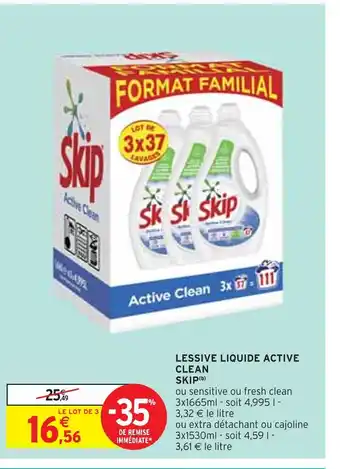 Intermarché Skip lessive liquide active clean (b) offre