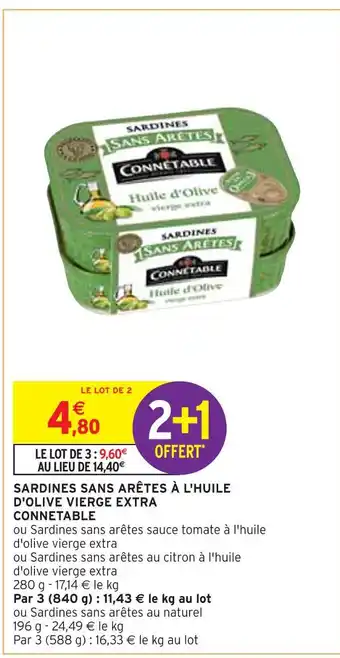 Intermarché Connetable sardines sans arêtes à l'huile d'olive vierge extra offre